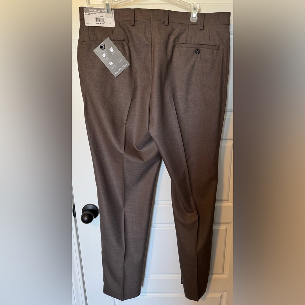 NWT Men’s Michael Kors Matisse Medium Brown Dress Pants Flat front, 36W x 32L - Picture 4 of 7